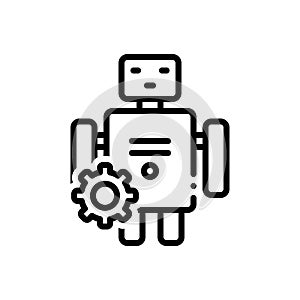 Black line icon for Automatically, machine and process