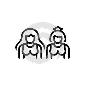 Black line icon for Babes, girls and female