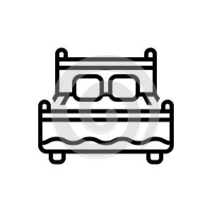 Black line icon for Bed, bedstead and cot