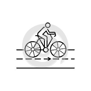 Black line icon for Bicycle, road and cyclist