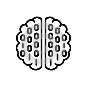 Black line icon for Binary Mind, processor and brain