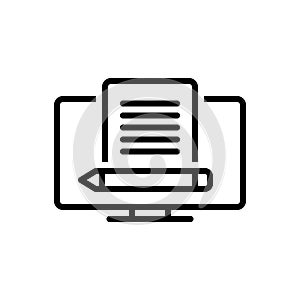 Black line icon for Blogging, monitor and artical