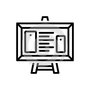 Black line icon for Board, easel and classroom