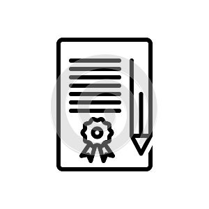 Black line icon for Bond, certificate and securities