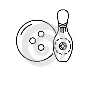 Black line icon for Bowling, ball and strikes