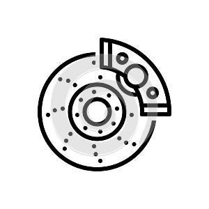 Black line icon for Brake, disc and garage