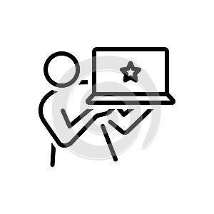 Black line icon for Brand, star and best
