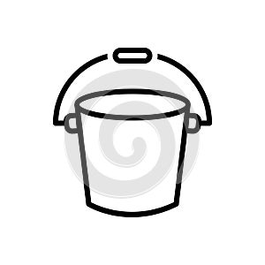 Black line icon for Bucket, pail and plastic