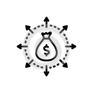 Black line icon for Budget Spending, budget and wage