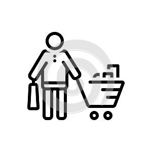 Black line icon for Buyer, purchaser and grocery