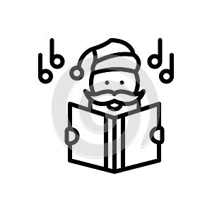 Black line icon for Carol, christmas song and music