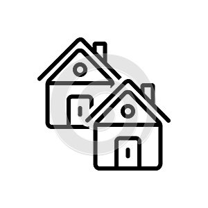 Black line icon for Casa, cottage and domicile
