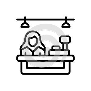 Black line icon for Cashiers, clerk and retail