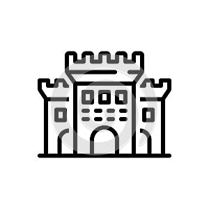 Black line icon for Castle, fort and fortalice