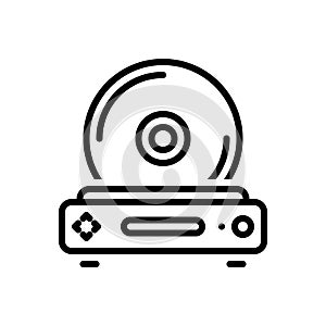 Black line icon for Cds, dvd and device