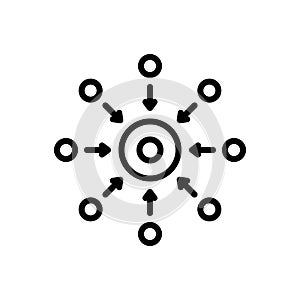 Black line icon for Central, pivotal and network