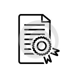 Black line icon for Certificate, affidavit and authentication