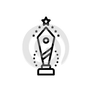 Black line icon for Champion, winner and trophy