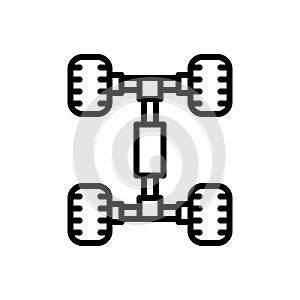 Black line icon for Chassis, undercarriage and frame