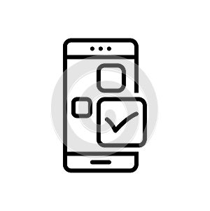 Black line icon for Check app, aprove and application