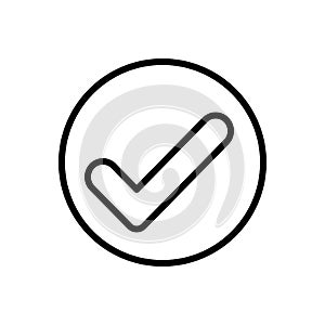 Black line icon for Checked, true and correct