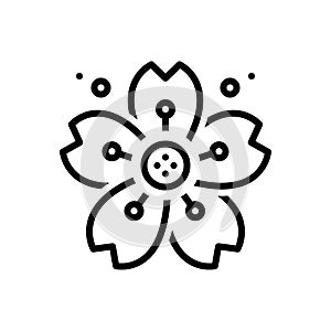 Black line icon for Cherryblossom, cherry and blossom