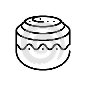 Black line icon for Cinnamon roll, and pastry