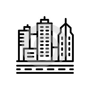 Black line icon for Cities, capital and hometown