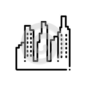 Black line icon for Citycenter, city and building