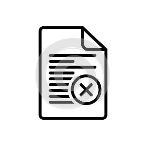 Black line icon for Cleartext, delete and remove photo