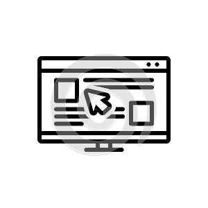 Black line icon for Clickable, browser and pointer