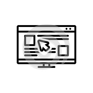 Black line icon for Clickable, browser and pointer photo