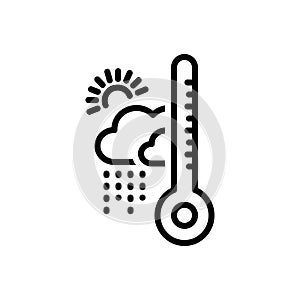 Black line icon for Climate, rainy and fahrenheit