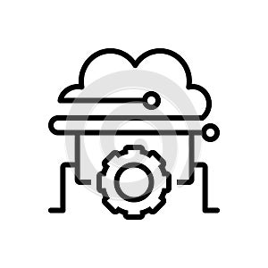 Black line icon for Cloud Management, access and connection