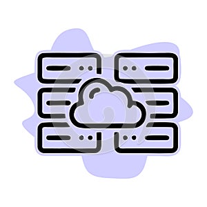 Black line icon for cloud-server cloud server server cloud computing
