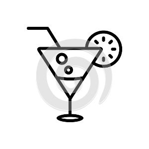 Black line icon for Cocktail lime, kamikaze and food
