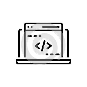 Black line icon for Coding, website and script