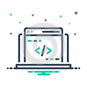 Black line icon for Coding, website and script