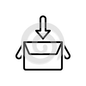 Black line icon for Collect, box and gather