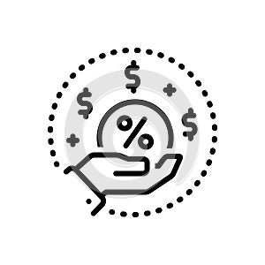 Black line icon for Commission, money and brokerage