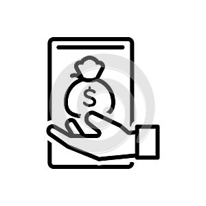 Black line icon for Commissions, banking and finance