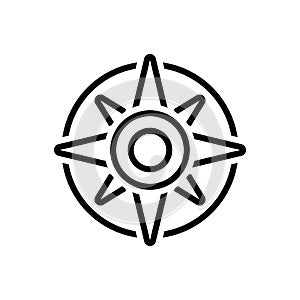 Black line icon for Compass, explore and nautical