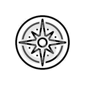 Black line icon for Compass, north and south