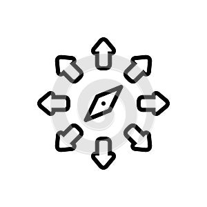 Black line icon for Compass, orientation and map