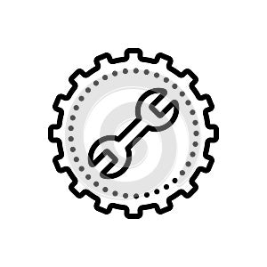 Black line icon for Config, spanner and gear