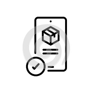 Black line icon for Confirm, order and parcel