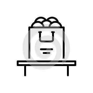 Black line icon for Contain, bag and stock