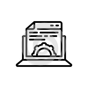 Black line icon for Content Management, gratified and willing