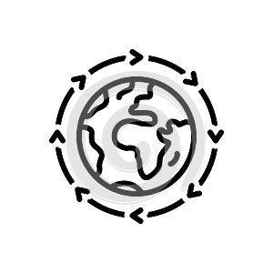 Black line icon for Continually, worldwide and repeatedly