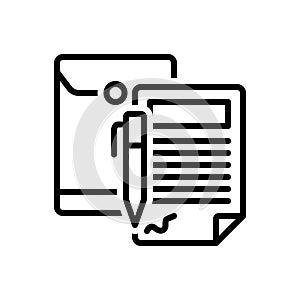 Black line icon for Contract, agreement and covenant